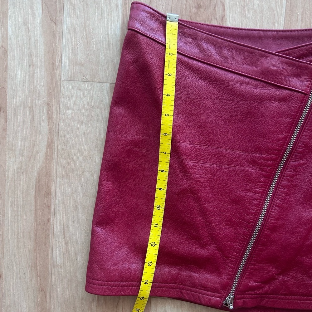 Wilsons Leather Red Asymmetrical Mini Skirt Zipper - Picture 8 of 15
